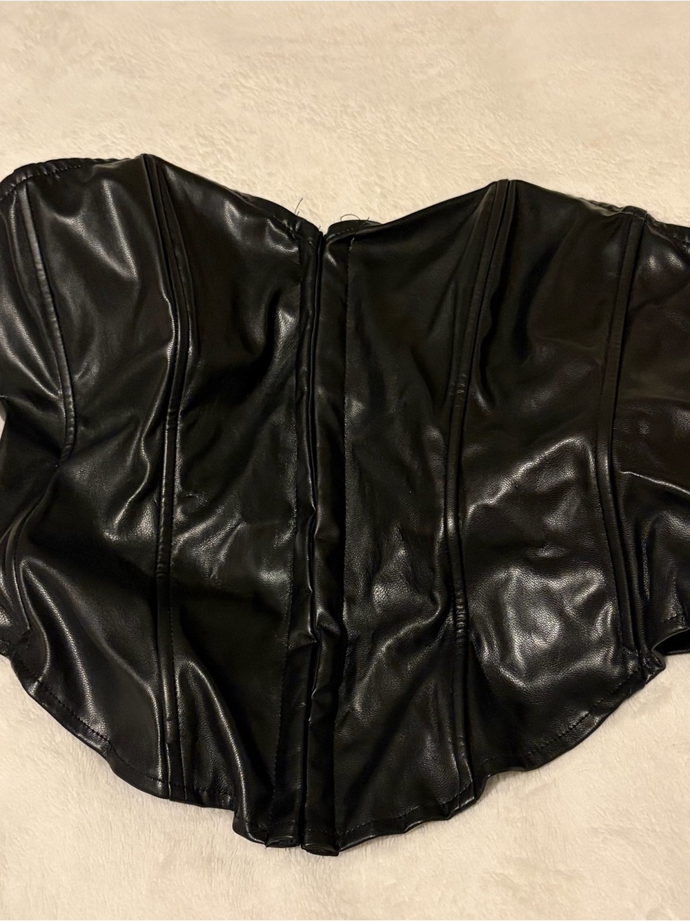 Fashion Nova Black Faux Leather Corset Crop Top
